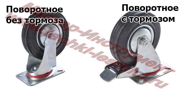 Поворотные колёсные опоры без тормоза и с тормозом
