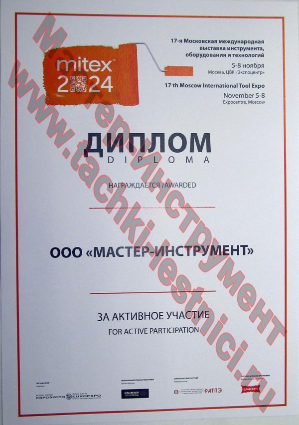 Диплом, выданный за активное участие в экспозиции